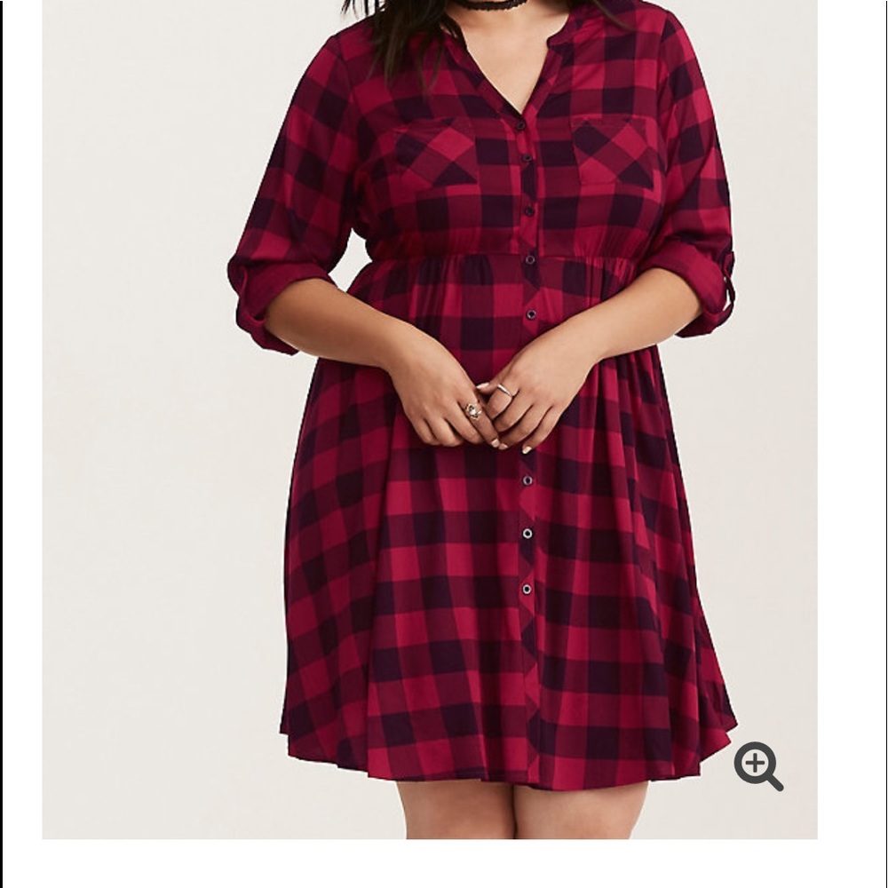 Torrid size 3 Plaid Challis Button Front Dress